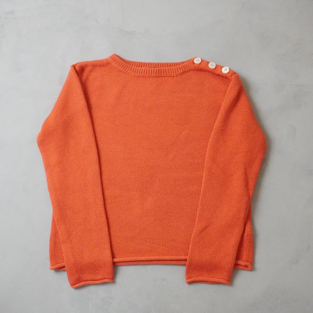 Lauren Ralph Lauren Sweater Medium Womens Orange Button Shoulder Knit Pullover
